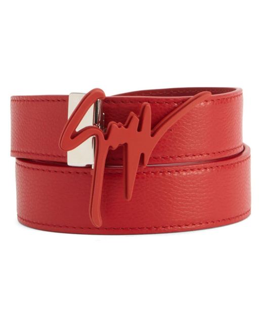 Giuseppe Zanotti Red Giuseppe Grained-texture Leather Belt for men