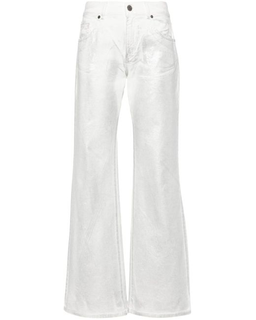 P.A.R.O.S.H. White Halbhohe Jeans im Metallic-Look