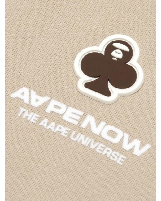Aape By A Bathing Ape Natural Sleeve Logo-Detail Hoodie for men