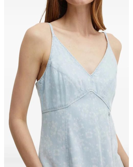 Guess Blue V-Neck Denim Maxi Dress