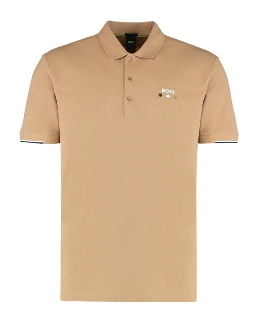 Boss Natural Logo-Detail Polo Shirt for men