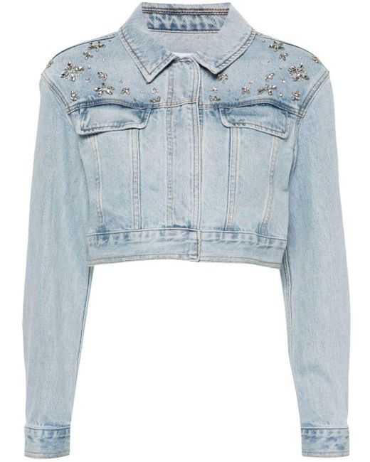 Self-Portrait Blue Crystal-Embellished Denim Jacket