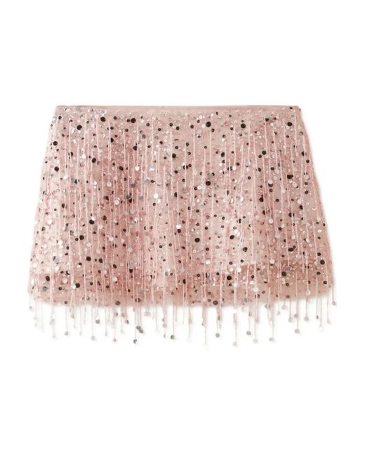Asta Resort Pink Yasmin Beaded Mini Skirt