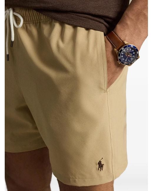 Polo Ralph Lauren Natural Short De Bain Traveller À Logo Pony Brodé for men