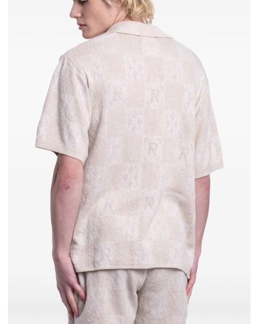 Represent Natural Check-Pattern Crochet Shirt for men