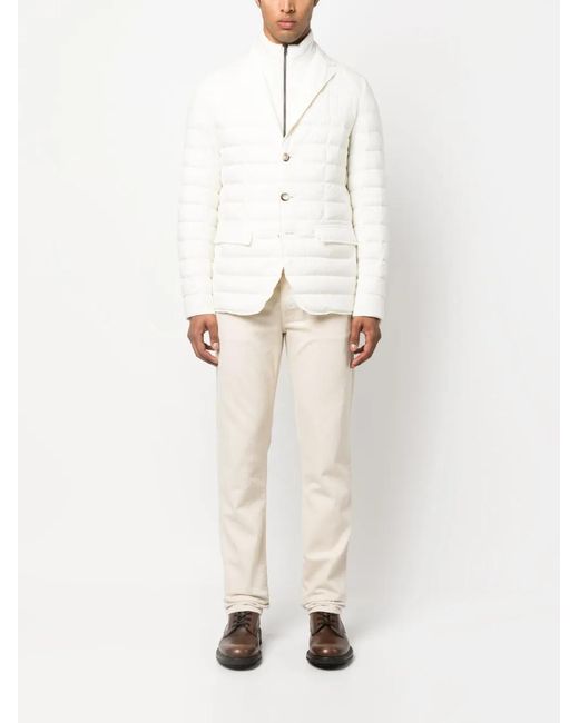 Herno White Notched-Lapels Padded Jacket for men