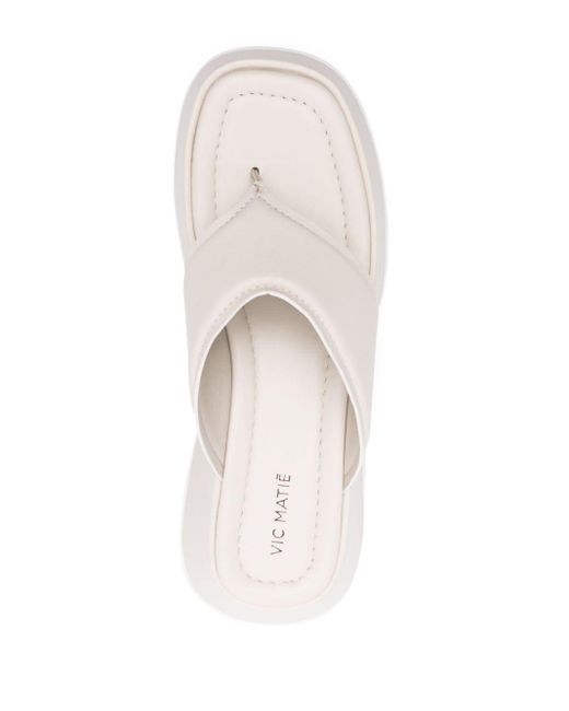 Sandales en cuir à plateforme 60 mm Vic Matié en coloris White