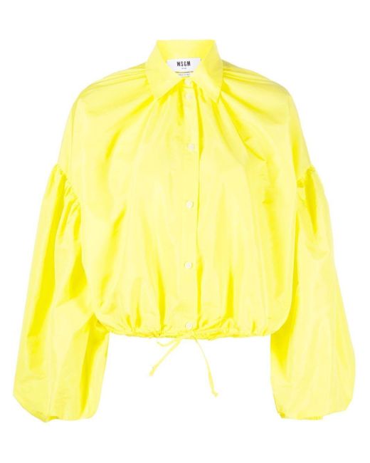 MSGM Yellow Taft-Bluse mit Puffärmeln