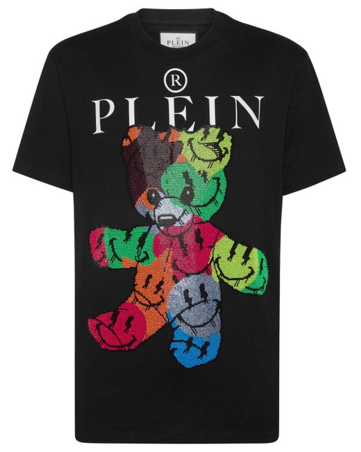 Philipp Plein Black Teddy Bear Cotton T-shirt for men