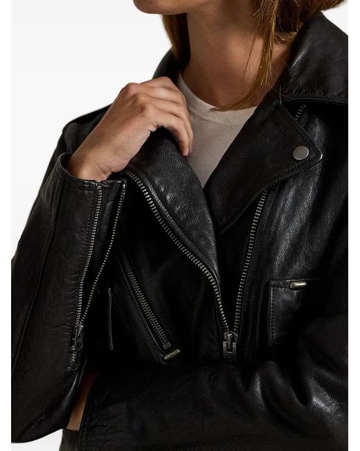 Polo Ralph Lauren Black Leather Biker Jacket