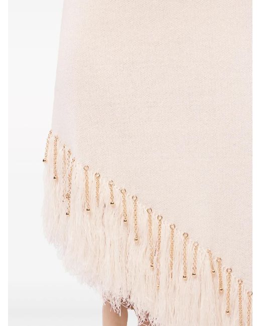 Rabanne White Asymmetric Fringed Linen Midi Dress