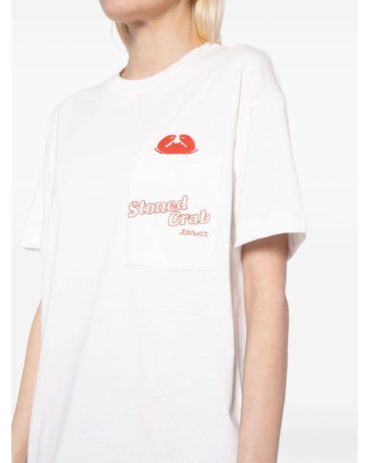 Joshua Sanders White Crab-embroidered Cotton T-shirt