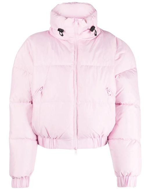 MSGM Pink Funnel Neck Quilted Padded Jacket