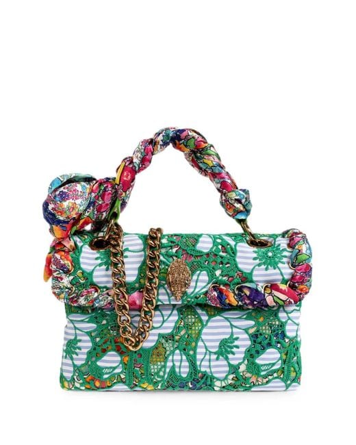 Kurt Geiger Green Kensington Floral-Lace Shoulder Bag