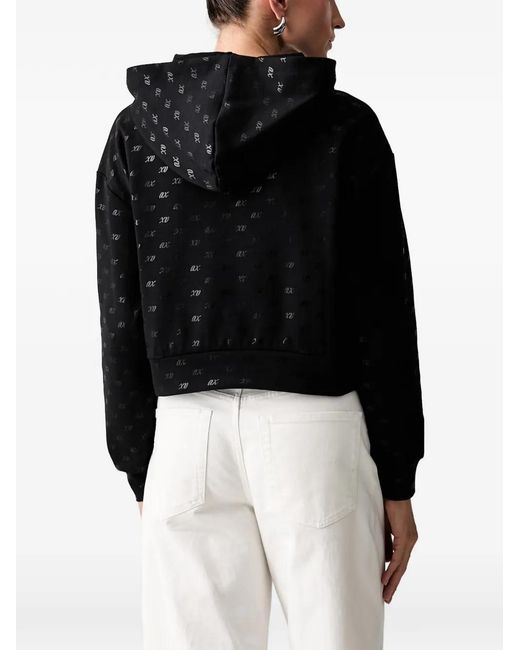 ARMANI EXCHANGE Black Monogram-Pattern Hoodie
