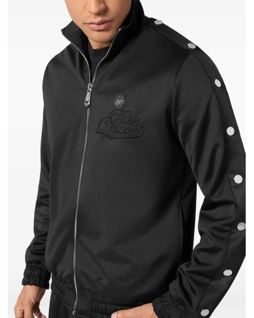 Philipp Plein Black Button-Detail Track Jacket for men