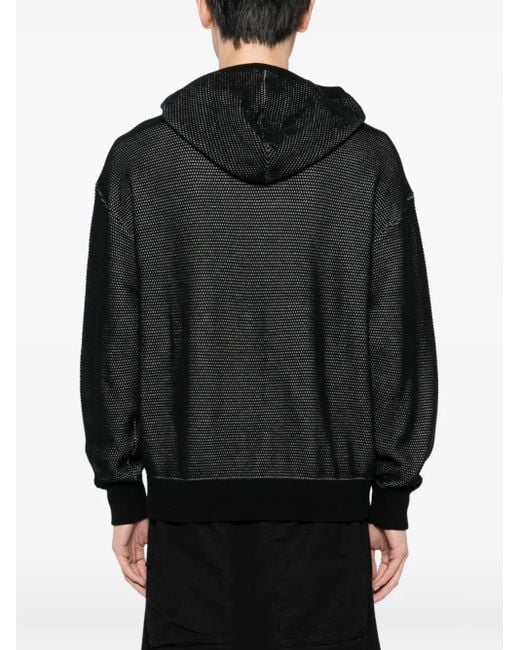 Chocoolate Black Mesh-Panel Zip-Up Hoodie for men