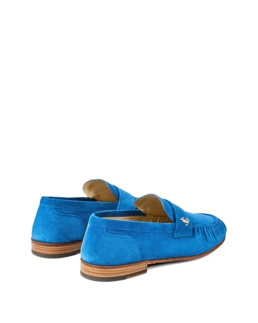 Jimmy Choo Blue Ellis Logo-Plaque Loafers for men