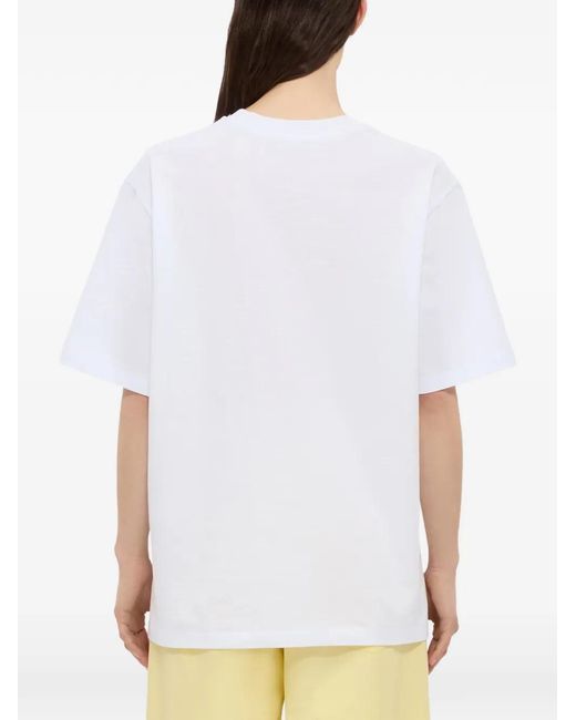 MSGM White Broken Heart-Graphic T-Shirt