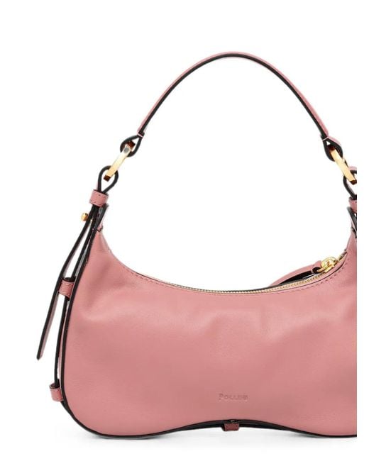 Pollini Pink Identity Logo-Debossed Leather Tote Bag