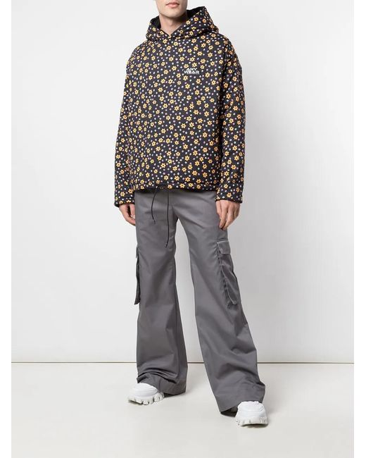 Martine Rose Black Reversible Floral Hoodie for men