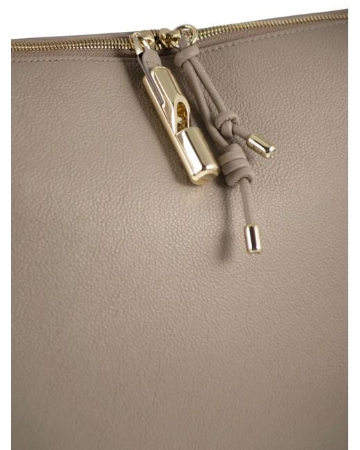 Furla Natural Large Debby Zip Leather Shoulder Bag