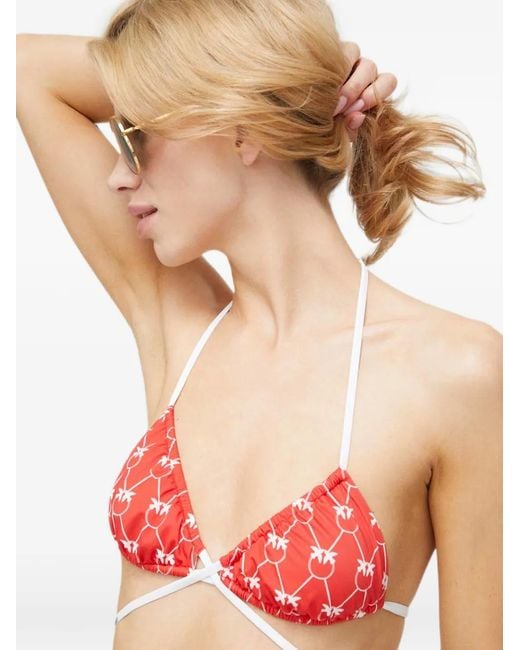 Pinko Orange Love Birds-Print Bikini