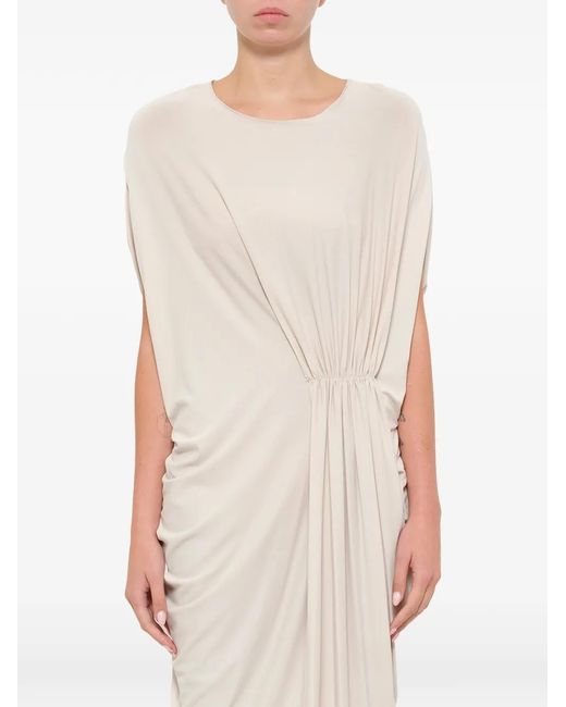 Lanvin White Draped Midi Dress