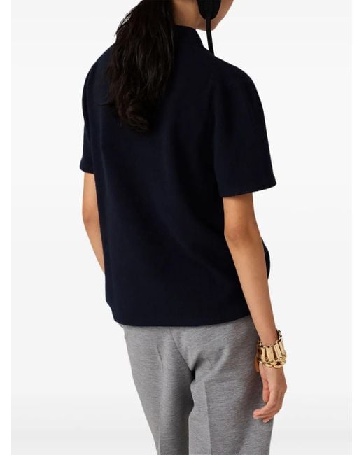 Miu Miu Blue Gerippter Pullover mit Reißverschluss
