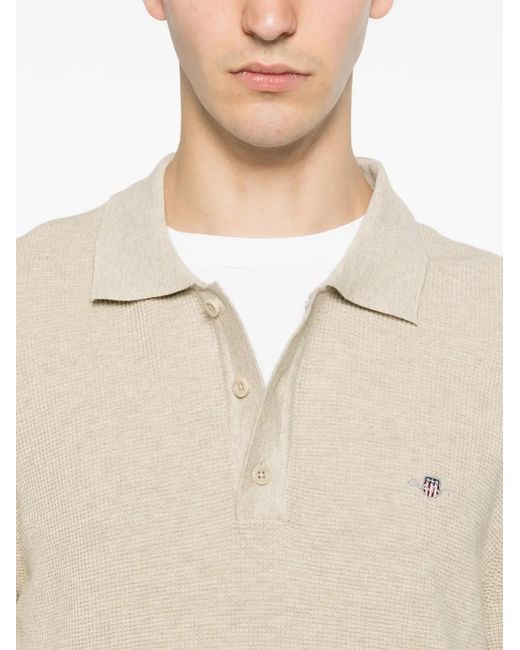 Gant White Logo-Embroidered Polo Shirt for men