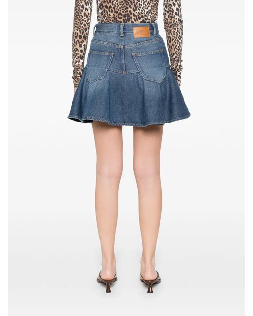 Ganni Flared Mini-Rok in het Blue