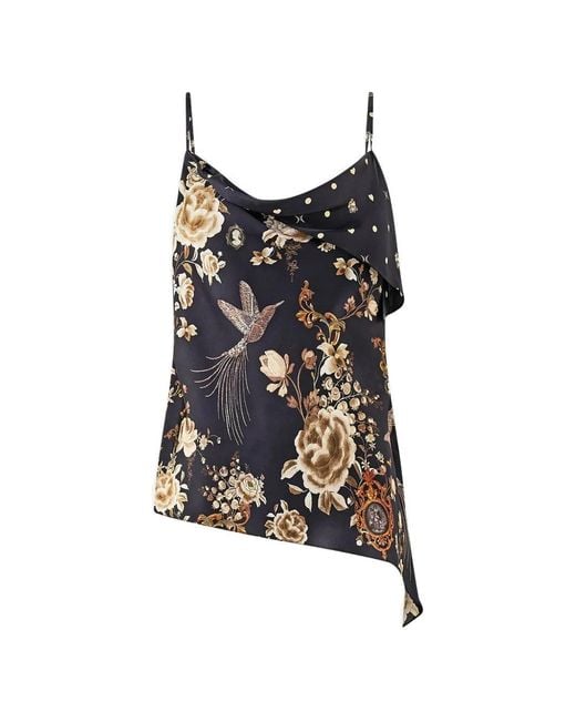 Camilla Black Asymmetric Draped Top