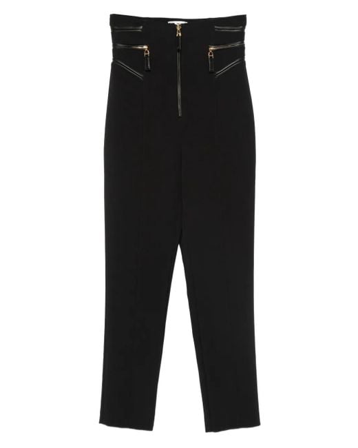 Pantalon Droit À Détails De Zips Elisabetta Franchi en coloris Black