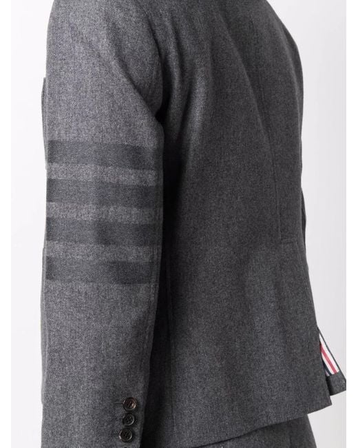 Thom Browne Gray Single-breasted Blazer With Stripes