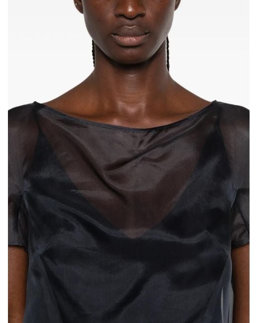 Max Mara Blue Emela Sheer Silk Top