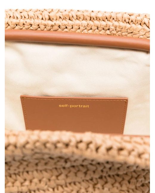 Self-Portrait Natural Self Portrait Raffia Charm Crossbody Bag