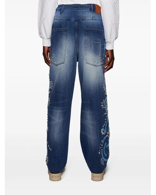 Jean Ample À Broderies Bluemarble pour homme en coloris Blue