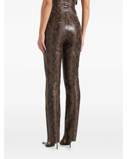 Manière De Voir Brown Lucia Python-Effect Button Trousers