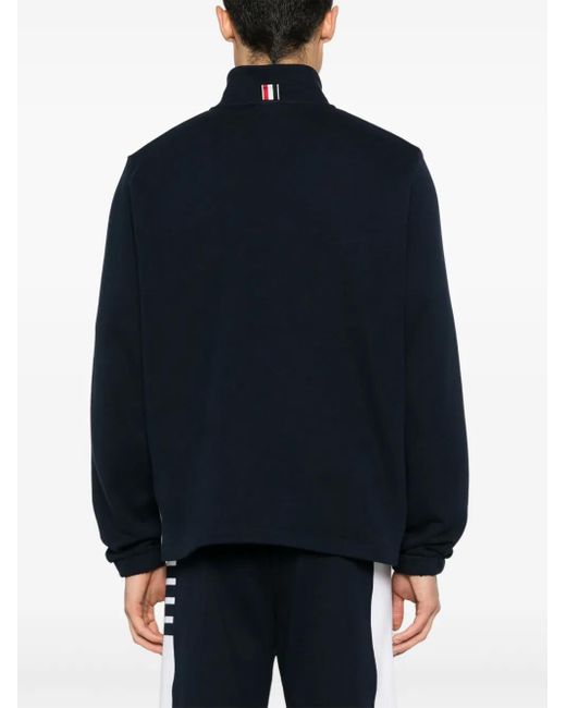Thom Browne Blue Loopback 4-Bar Half-Zip Pullover for men