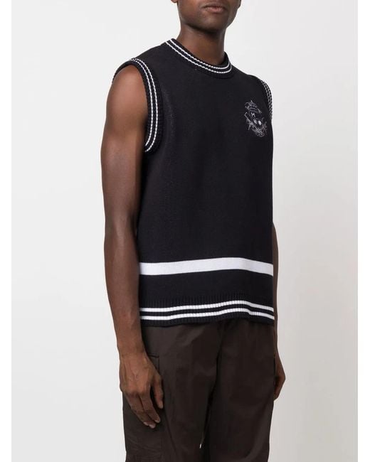 Msftsrep Black Intarsia-Knit Logo Vest for men