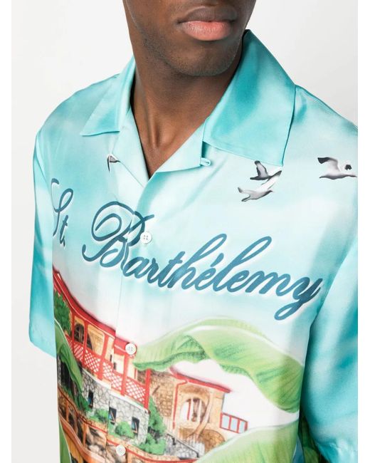 Amiri Blue Eden Rock Bowling Shirt for men