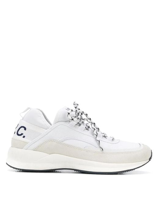 A.P.C. White Logo Print Sneakers for men