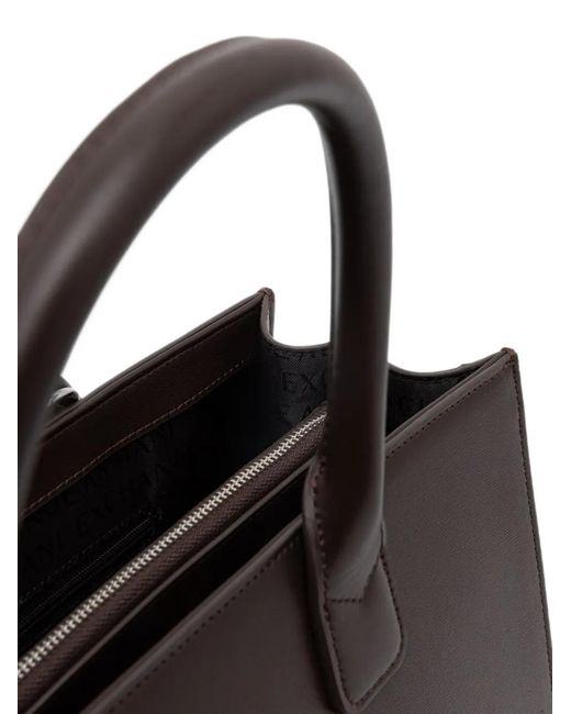 ARMANI EXCHANGE Black Logo-Plaque Shoulder Bag