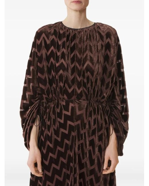 Lanvin Brown Chevron-Pattern Maxi Dress