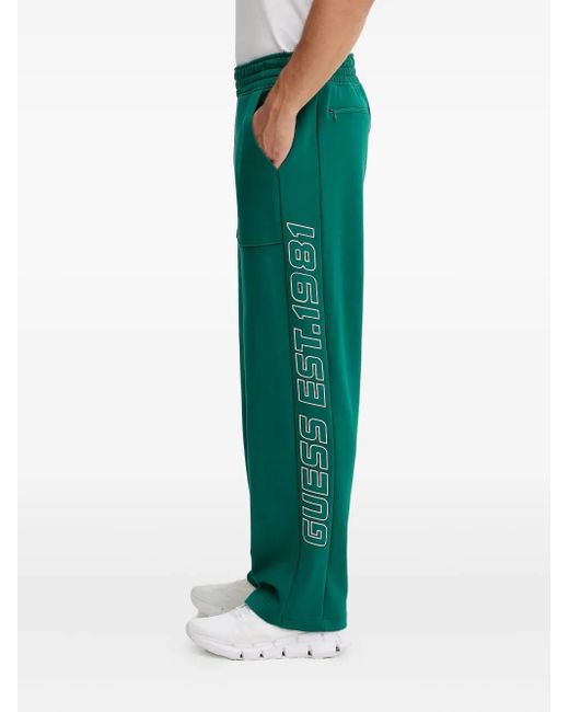 Guess Green Logo-Detail Panelled Trousers for men