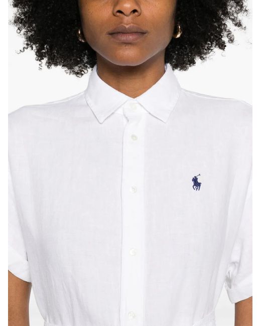 Polo Ralph Lauren White Belted Midi Dress