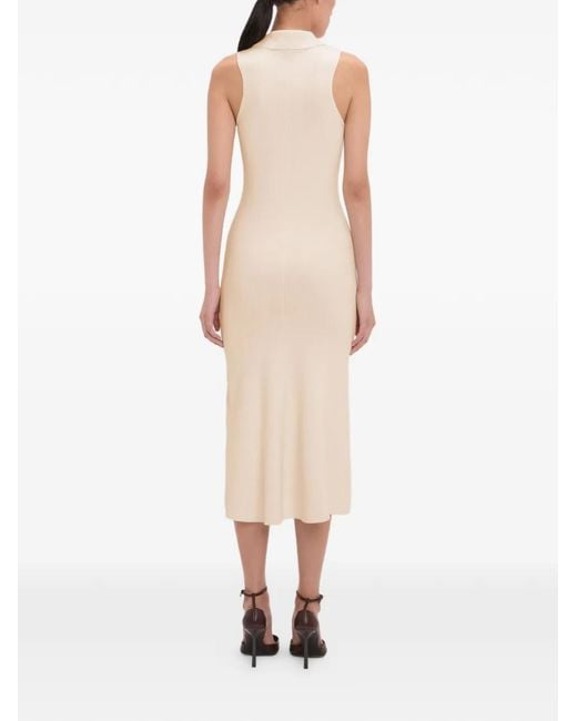 Victoria Beckham White Mira Zip-Up Midi Dress
