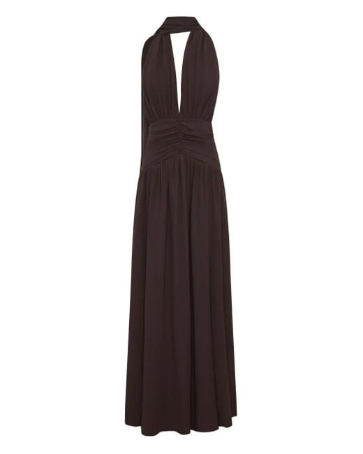 Vestido largo Arella fruncido con cuello halter Nicholas de color Purple