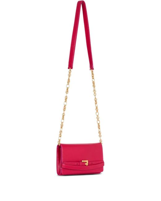 Balmain Red Shuffle Calfskin Wallet With Chain