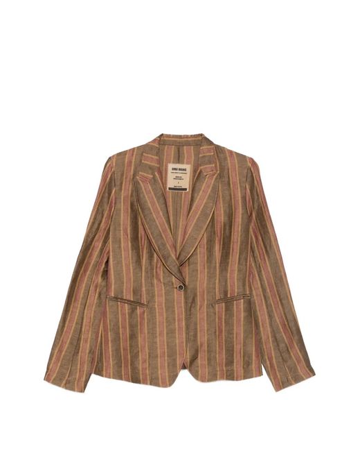 Uma Wang Brown Karon Striped Single-Button Blazer